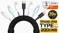 Cabo cRadia USB-C para Lightning 3A 20W nylon 2M
