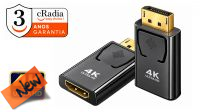 Adaptador Cradia de Displayport Macho a HDMI Hembra 4K  Negro
