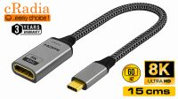Cable adaptador USB 3.1 C - HDMI 8K@60Hz Gris 15cm