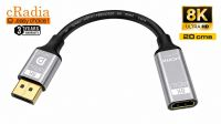 Cabo adaptador cRadia Displayport a HDMI  8K@60Hz M/F preto 0.20 m.