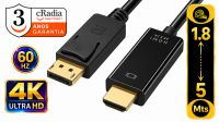 Cabo cRadia Displayport V1.2 a HDMI  Goldplated 4K 3840×2160p M/M 1.80 m.