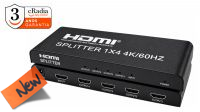 CR 7827 : Multiplicador cRadia HDMI 2.0 4K@60 Hz 2, 4 e 8 portas (1x4)