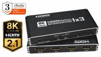 Multiplicador HDMI 2.1 1en3 y Switch 8K@60Hz EDID Negro