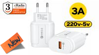 CR 8600 : Cargador Universal 1x USB QC 3.0  máx. 18W (Blanco)
