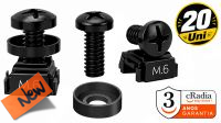 Kit cRadia de Parafusos Philips M6 para RACK Preto (20uni.)