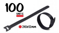 Abraçadeira 210 x 12mm velcro preta (100)