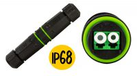 Conector unión exterior para fibra óptica duplex LC/APC IP68