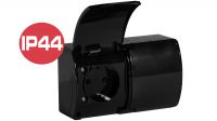 Caja de superfície 2 x Schuko Hembra 16A IP44 Negro