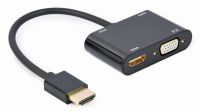 Conversor HDMI Macho a HDMI+VGA+Audio Hembra (4K, FHD) Negro 0.15m