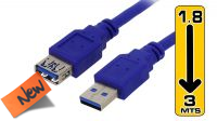 GB 3511 : Cable USB 3.0 A/A  M/H Azul (1.80 m)