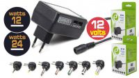 Transformador universal AC-DC 12/24W 7 conectores preto