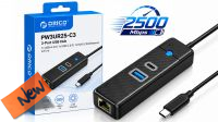 Hub USB 3.1- 1xUSB 3.0 + 1xUSB-C - 1xRJ 45 2.5G  Negro