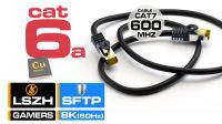Cabo de rede Cat.6a S/FTP RJ-45 AWG26/7 preto