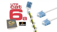 Cabo de rede Ultra-Slim U/UTP Cat.6A CU LSZH conector curto branco 50cm