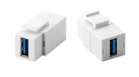 Adaptador keystone USB 3.0 Tipo A  F/F branco de painel