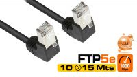 Cabo de rede com conector angulado SF/UTP Cat.5E preto