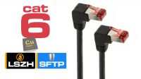 Cabo de rede com conector angulado SF/UTP Cat.6 preto