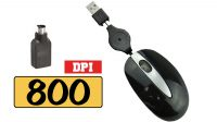 Rato óptico mini USB/PS2  c/cabo retrátil 800Dpi negro