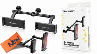 Soporte doble para respaldo de asiento de coche para tablet y teléfono móvil  4,7"-11"  Negro.