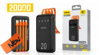 Powerbank USB bateria 20000mAh  USB-C - USB-A-USB-Micro lightning max.2Amp preto