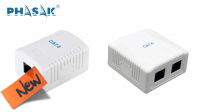 Caixa de superficie RJ45 Phasak UTP Cat.6 Dual entrada inferior branca