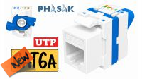 Conector Keystone Phasak RJ45 Cat. 6A cravamento e botão rotatividade