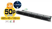 Painel transferência 50 x RJ 45  8/4 1U  ISDN Cat. 3 negro