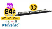 Panel de transferencia 19" UTP Cat. 6A Dual Block 24p 0,5U