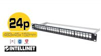 Painel frontal 19" para 24 conectores com organizador de cabos STP