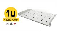 Prateleria frontal 19" 1U fixa 270mm cinza perfurada