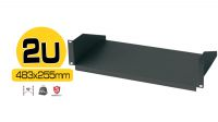 Prateleira lisa para rack 19" 250mm 2U preto