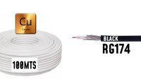 Bobina de cable coaxial RG174 50 Ohms PVC 100m Negro