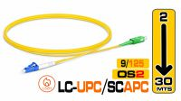 Cabo de fibra óptica SM OS2 (G657A2) 9/125 SC/APC-LC/UPC SX 3.0mm LSZH amarelo