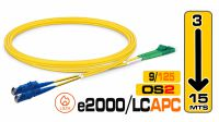 Cabo fibra óptica SM OS2 9/125 E2000 LC/APC DX