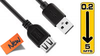 Cabo de extensão USB 2.0 Tipo A Macho a A Fêmea