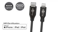 Cable USB C datos/carga fast charge Apple Lightning 8 pines MFI 12.5W Negro 2 m.