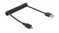 Cabo espiral Delock 83162 micro USB-B M USB-A M negro 20-60cm