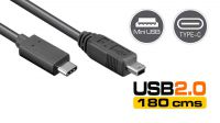Cable USB 3.1 C Macho - USB 2.0 mini B 5 pines Macho 1.8m