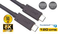 Cabo USB-C M-M USB4 Thunderbolt 3 (20A Máx5A) preto 1.2m