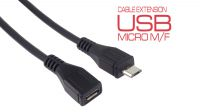 Cabo USB micro USB 2.0 Macho/Fêmea preto