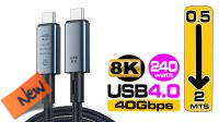 Cabo USB 4.0 tipo C - C 240W-40Gbps 8K 60Hz