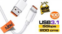 Cable USB 3.0 Tipo A M - Tipo C M Máx. 6A 100W Gris 2m