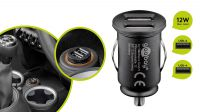 Carregador de isqueiro USB 12/24V - 2x USB 2.4A preto