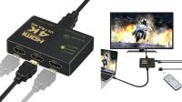 Conmutador HDMI con mando 3 puertos 4K Negro