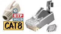 Conector RJ45 Cat.8 STP sólido com capuz 22-26AWG (10)