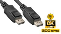 Cable de monitor Displayport 1.4 (8K a 60Hz/4K a 120Hz) Macho/Macho Negro 2m